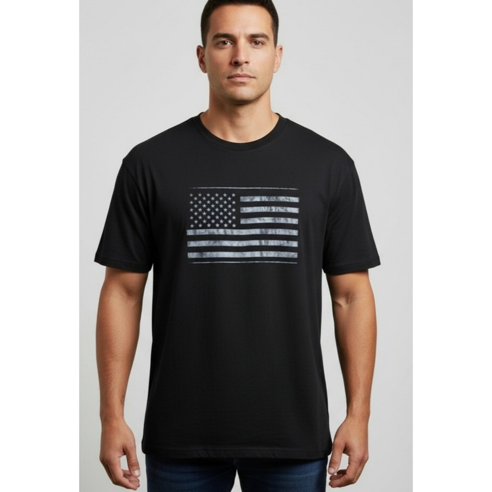 Mossy Oak Dri Fit Camo American Flag tee Black Size 2XL